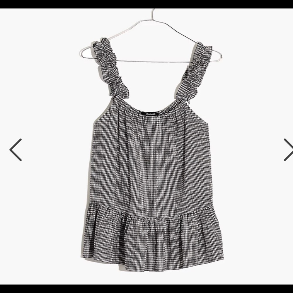 Madewell gingham flutter top